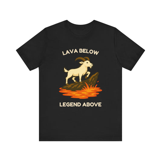 Lava Below, Legend Above – Goat Mountain Climber T-Shirt