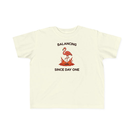 Balancing Since Day One - Toddler's Yoga Flamingo T-Shirt
